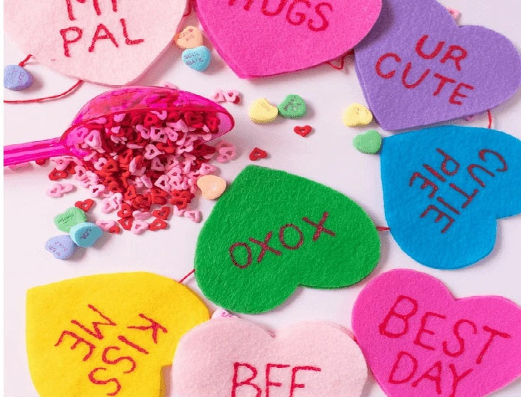 DIY Conversation Heart Banner for Valentine's Day