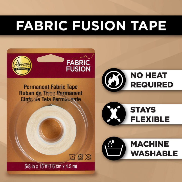 Aleene's 5/8-inch Fabric Fusion Permanent Fabric Tape 15 ft. No heat required, Stays Flexible , Machine washable