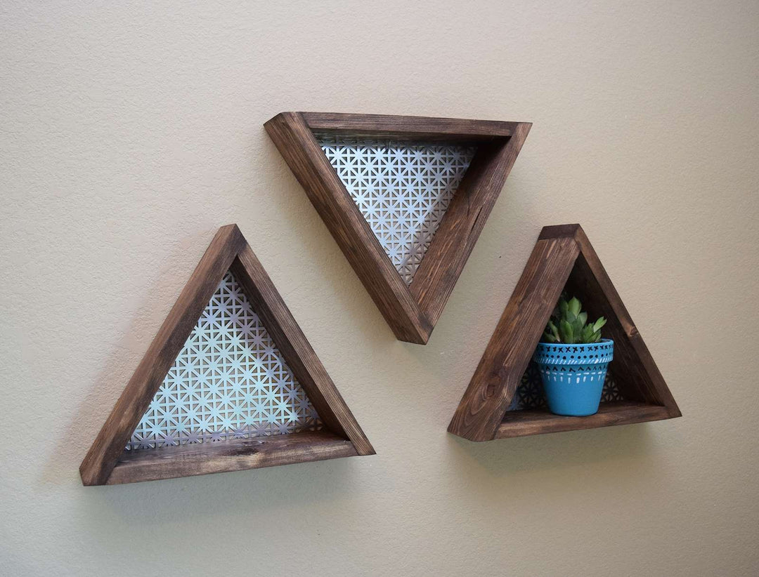 How to Glue Metal to Wood - DIY Triangle Shelves
