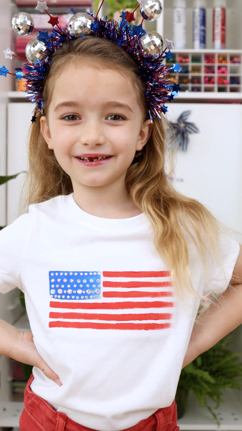 4th of July Outfit with Puff Paint and Rhinestone Adhesive