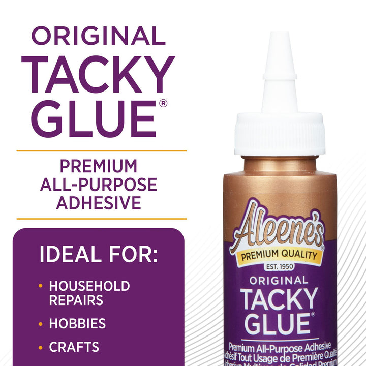 Picture of 15600 Aleenes Original Tacky Glue 2 fl. oz. with list of surface ideas